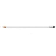 Карандаш "Classic wood-cased graphite pencil", круглый, белый, держатель серебряный, ластик черный 