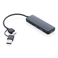 Концентратор USB Terra RCS з переробленого алюмінію з подвійним входом